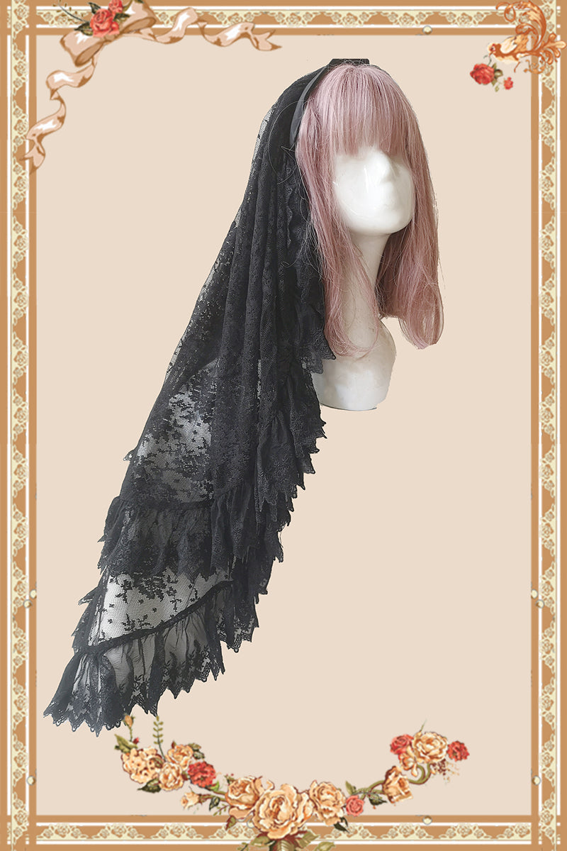Gothic Lolita Veil with Double-Layer Lace Headdress - image 1