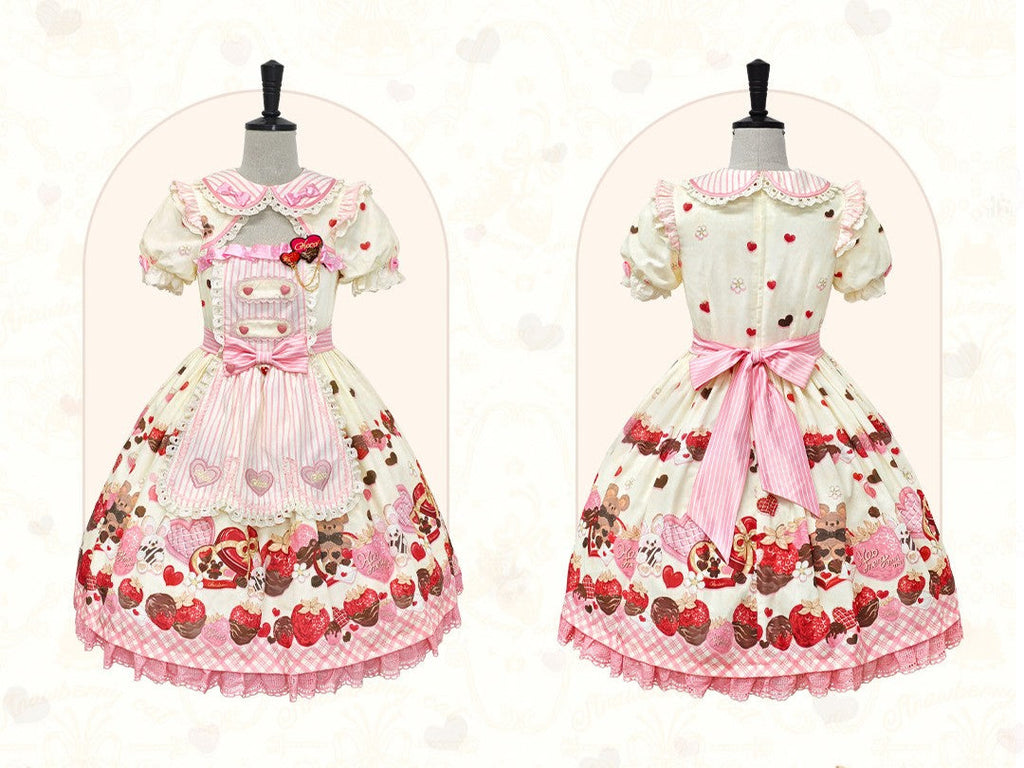 Peach Berry Charm - Sweet Lolita OP Dress and Accessories - image 5