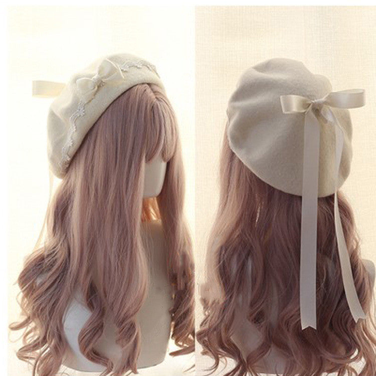 Sweet Woolen Lolita Lace Beret, Japanese Style - image 11