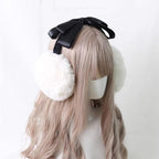 Winter Lolita Bow Plush Earmuffs - image 1