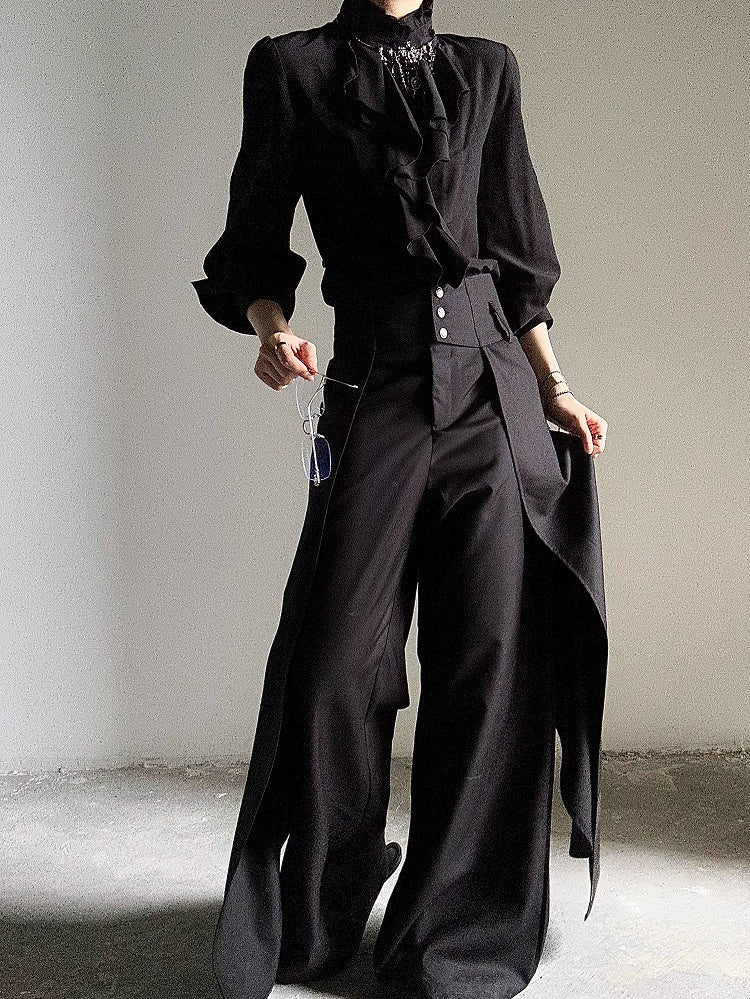 High-Waisted Draped Wide-Leg Ouji Pants - image 6