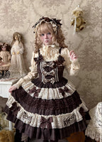 Coco Grace - Plaid Kawaii Lolita JSK Dress, Layered Ruffle & Bow and Accessories - image 11