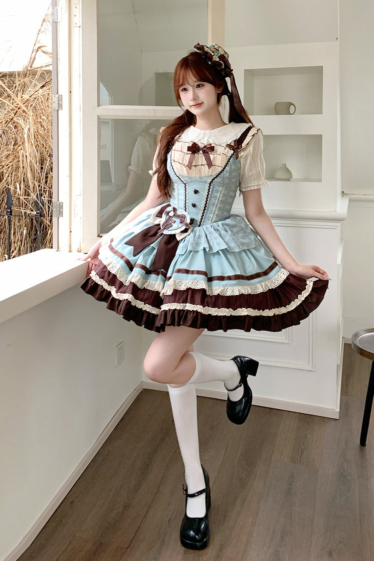 Mint Chocolate Sweet Lolita JSK Dress in Green and Brown - image 16