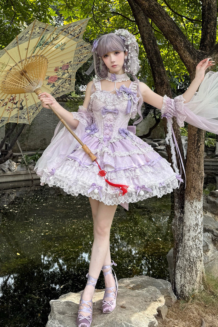 Purple Prelude of Spring Cherry Sweet Lolita JSK Dress - image 9