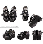 Black Pink Japanese Lolita Thick Heel Shoes - image 7