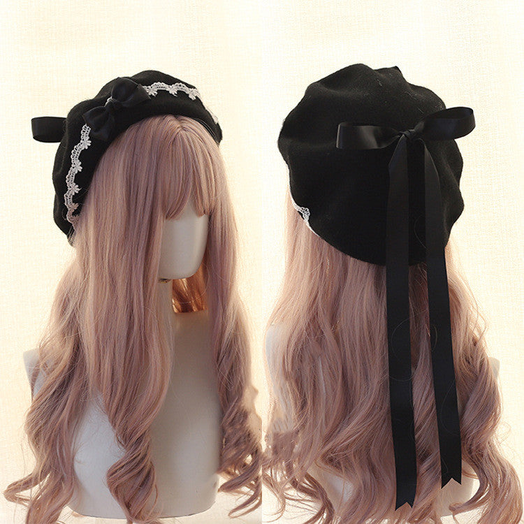 Sweet Woolen Lolita Lace Beret, Japanese Style - image 12