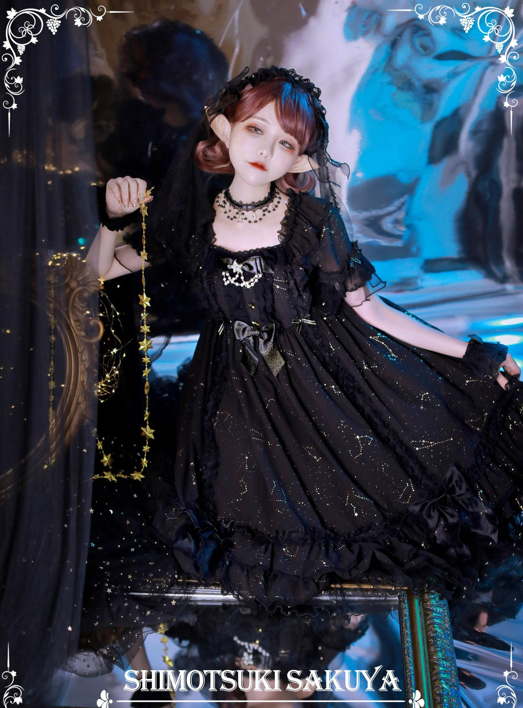 Whisper of Stars - Vintage Lolita Black OP Dress, Constellation-Themed - image 13