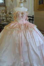 Pink White Moonlight Lover Elegant Lolita Strapless Dress - image 4