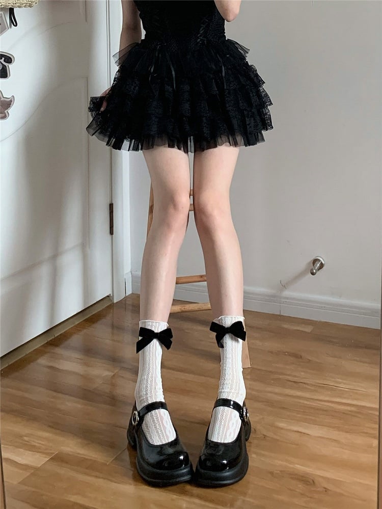 Lolita Lace Short Socks with Butterfly Details - 3 Colors - image 1