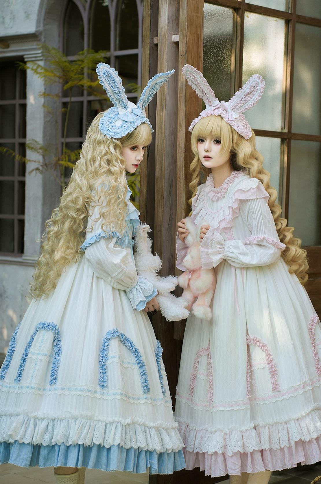Lilian Classic Lolita Doll-Like OP Dress and Bunny Ear Hairband - image 12