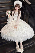 Ode of the Curtain - Bridal Sweet Lolita Long JSK Dress in White - image 6