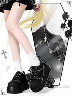 Dark Night Corridor - Punk Lolita Denim Low Platform Shoes - image 4