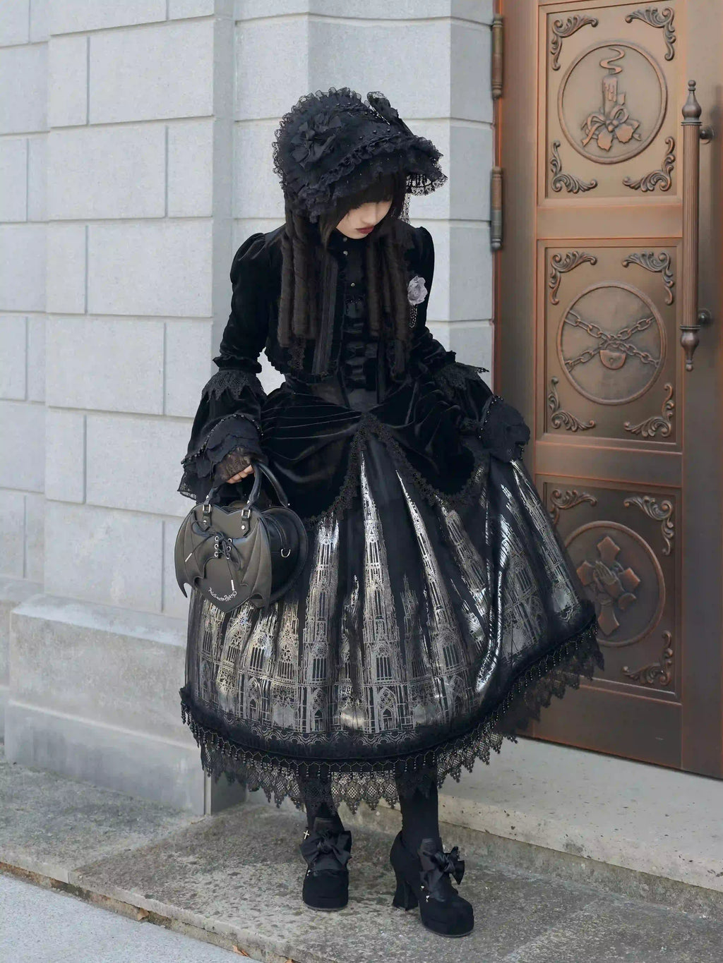 Gothic Cathedral Velvet Lace Corset Lolita JSK and Jacket Set - image 12