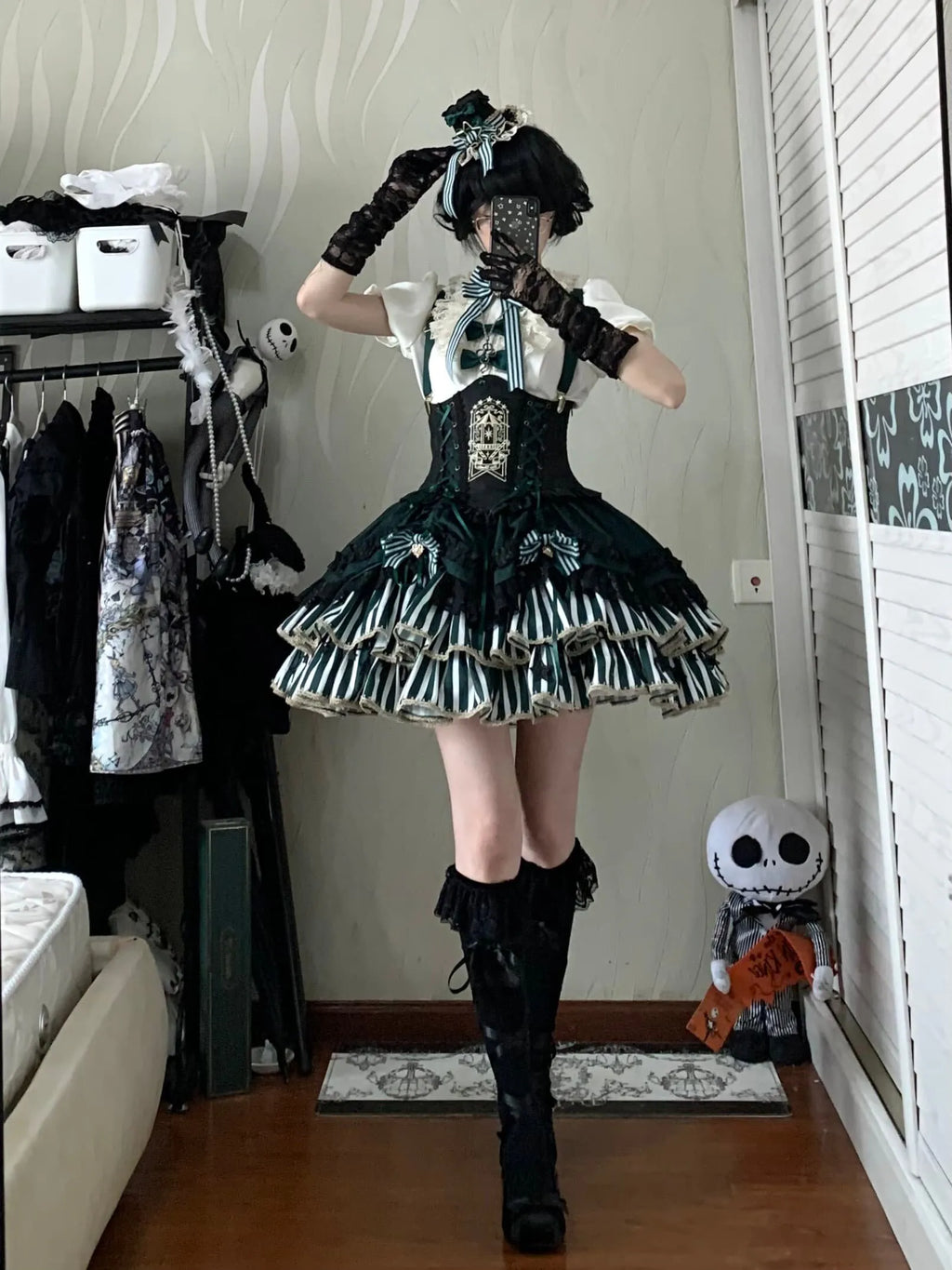 Star Track Academy Stripe Corset Gothic Lolita SK Dress Set - image 15