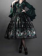 Green Rosette and Skull Print Gothic Corset JSK - image 2