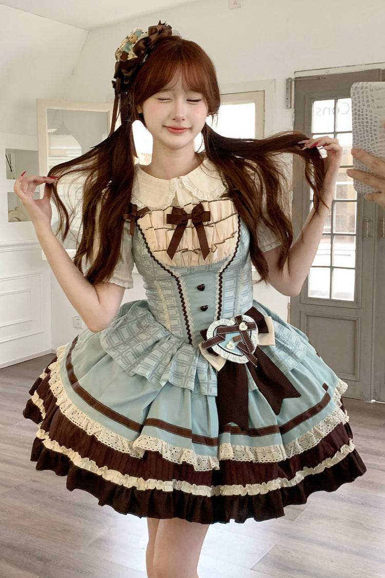 Mint Chocolate Sweet Lolita JSK Dress in Green and Brown - image 4