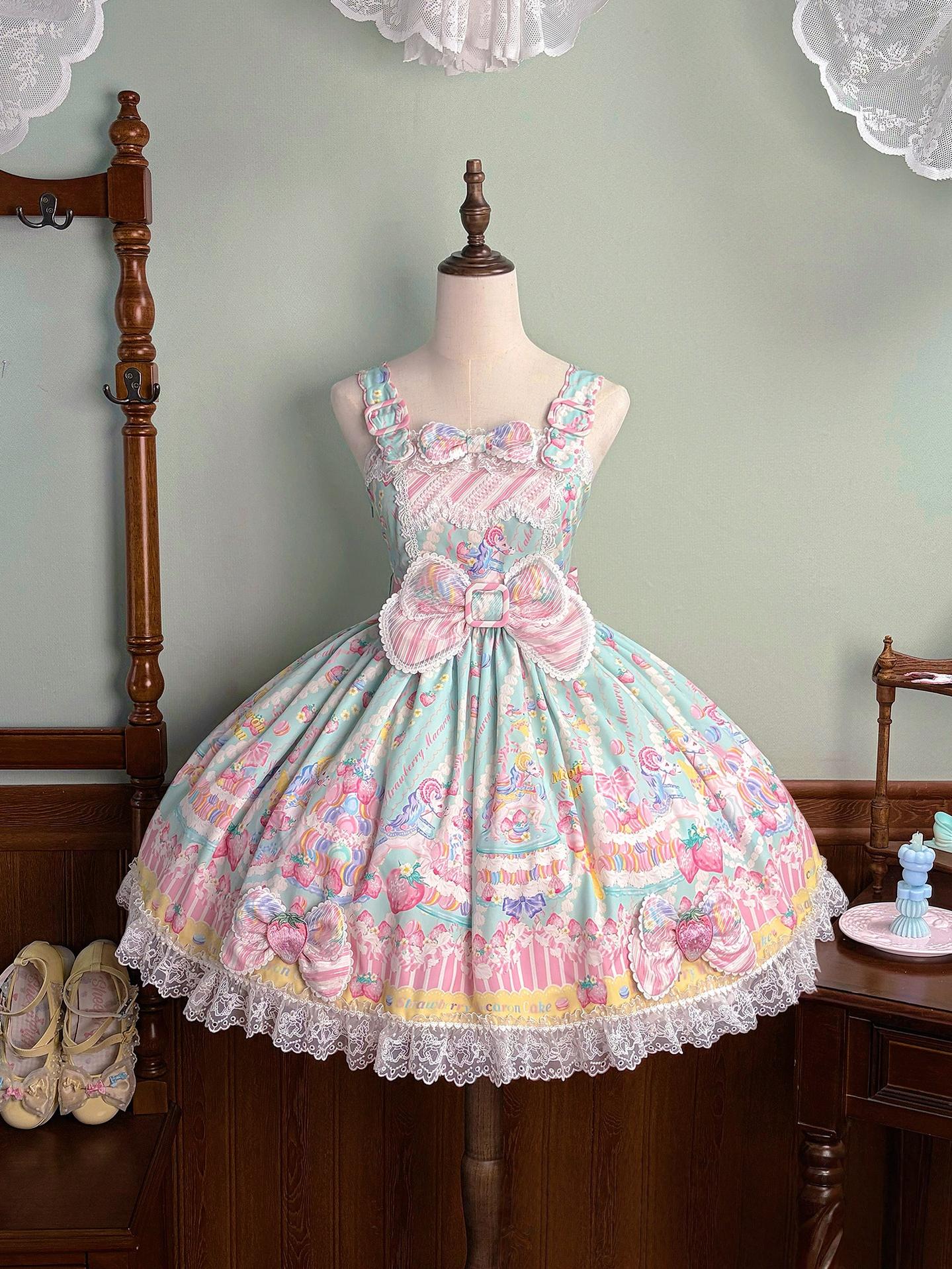 Macaron - Printed Sweet Lolita OP Dress and Old School JSK - image 65