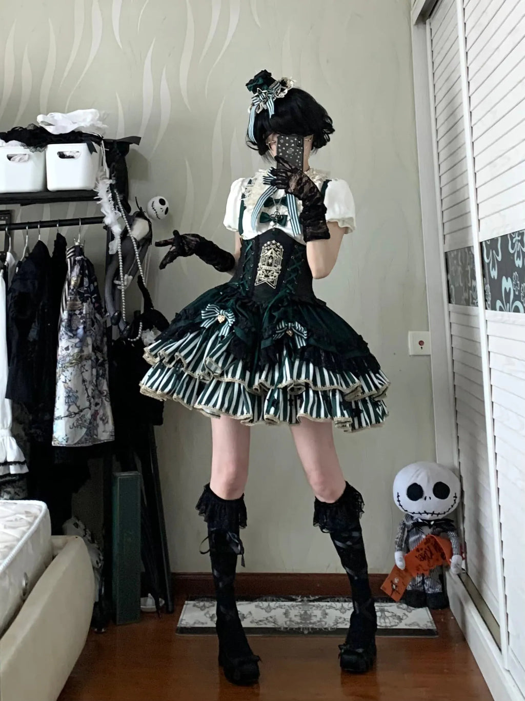 Star Track Academy Stripe Corset Gothic Lolita SK Dress Set - image 16