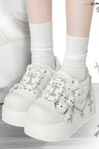 Dark Night Corridor - Punk Lolita Denim Low Platform Shoes - image 9