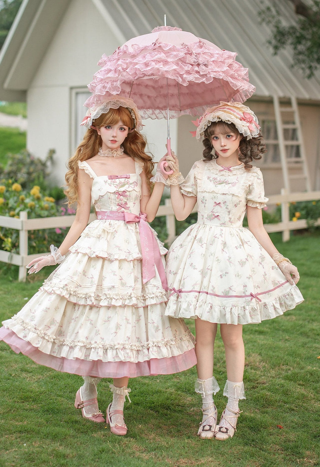 Fragrant Old Dream - Pink Bellflower Lolita OP and JSK Dress - image 1