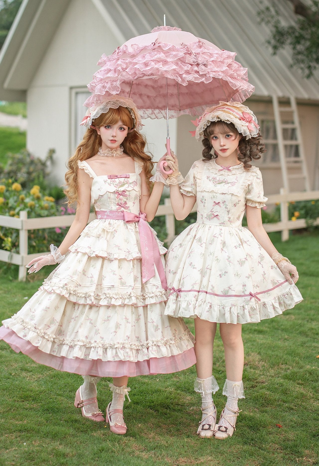 Fragrant Old Dream - Pink Bellflower Lolita OP and JSK Dress - image 1