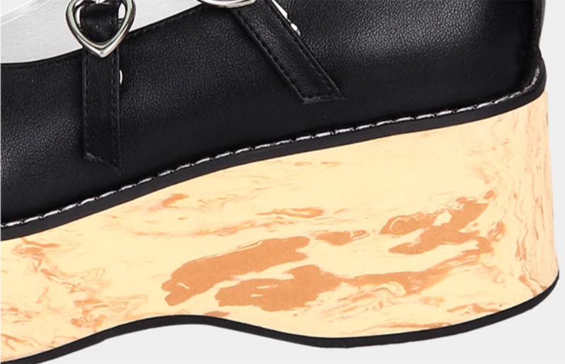Princess Lolita Platform Shoes, Wood Grain Sole - image 7