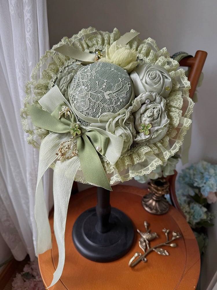 Lace Detail Bows and Flowers Lolita Mini Hat - image 1