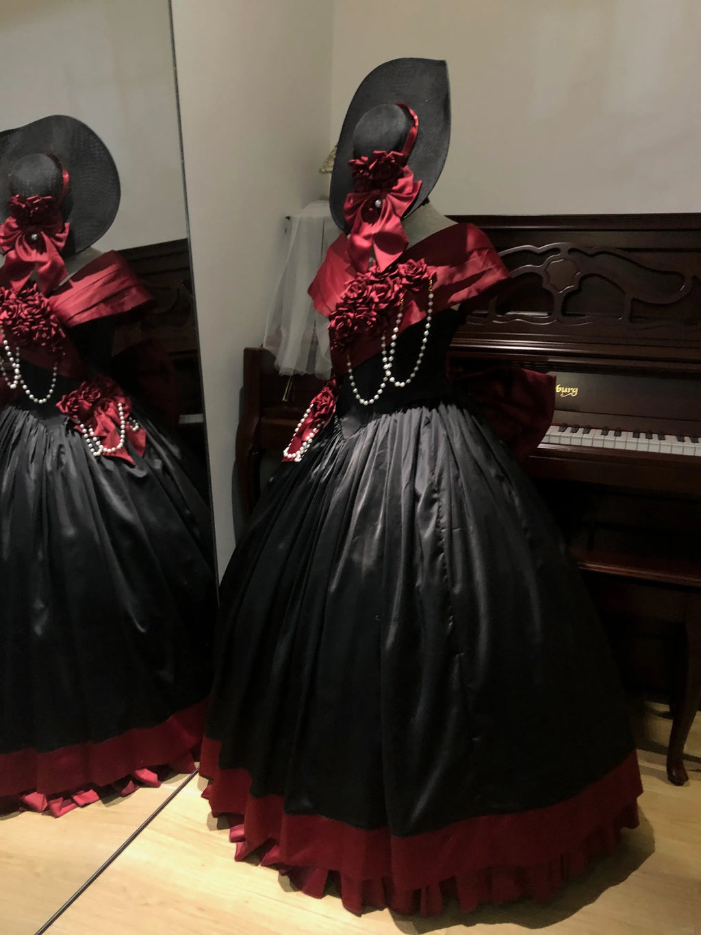 Rose 3D Floral Pearl Gothic Lolita Ball Gown OP Dress - image 5