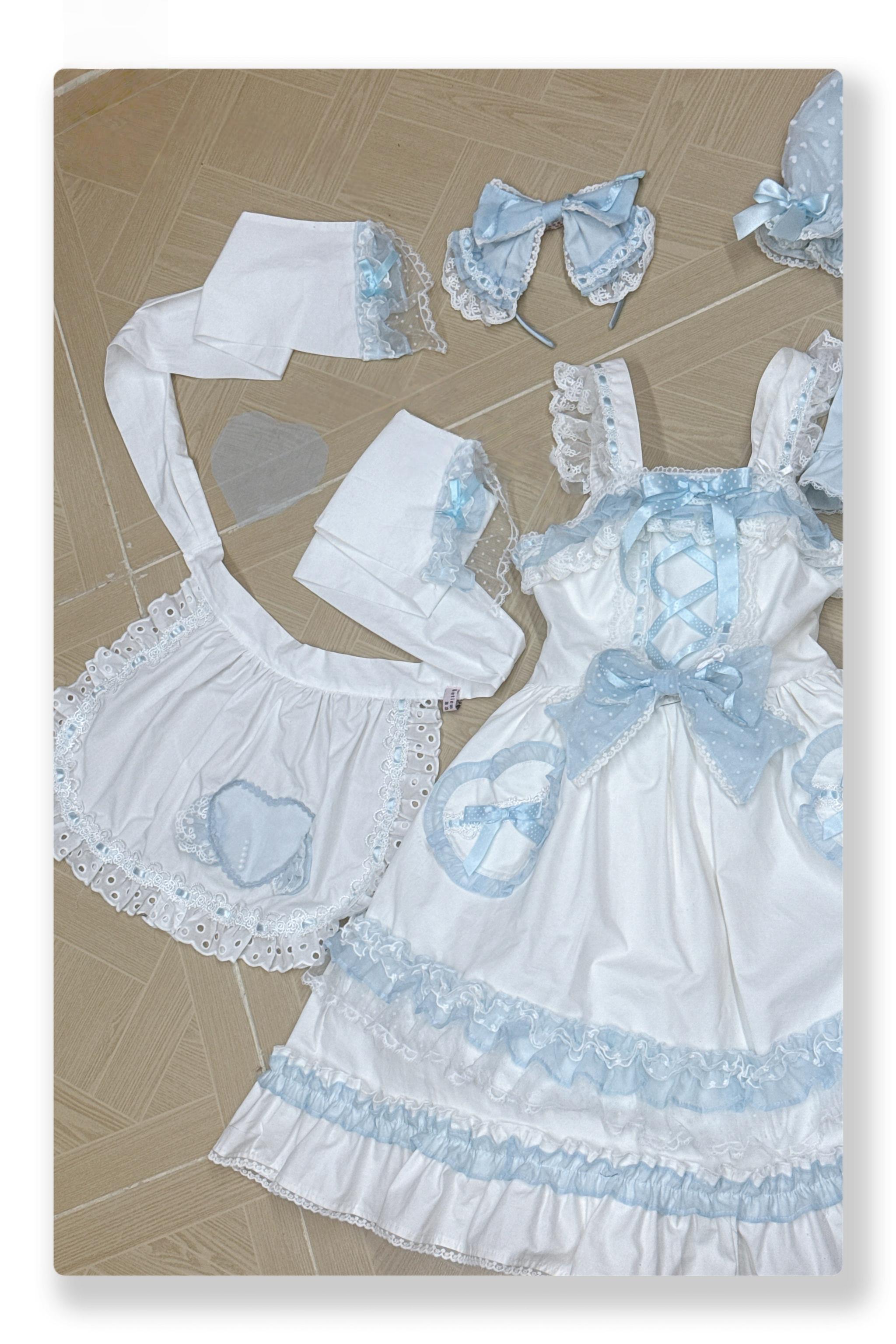 Little Dessert Chef - Old School Lolita JSK Dress, Cream-Like Ruffle and Accessories - image 23