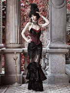 Goth Spiderweb Lace Wine Red Vampire Boned Corset - image 6