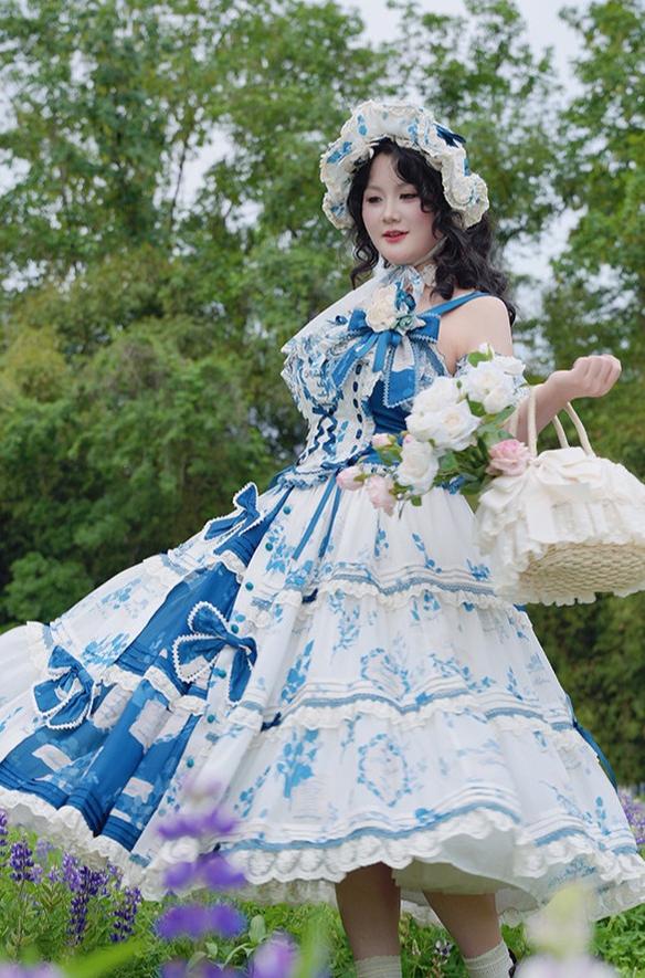 Mulberry Poetry Collection - Plus Size Lolita Printed Top & Skirt Set with Embroidery - image 11