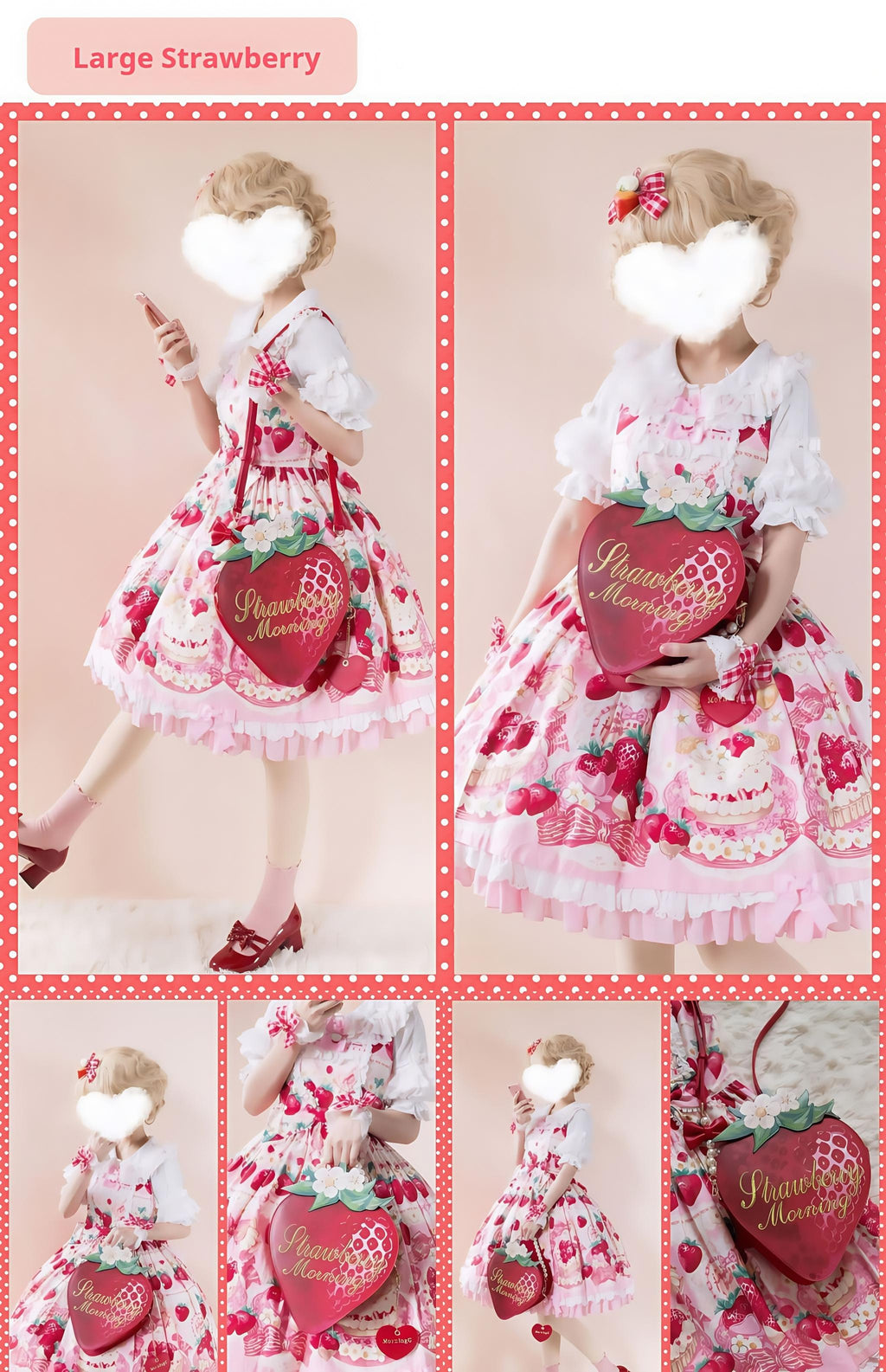 A Strawberry - Sweet Lolita Crossbody Bag Strawberry Printed Handbag - image 9