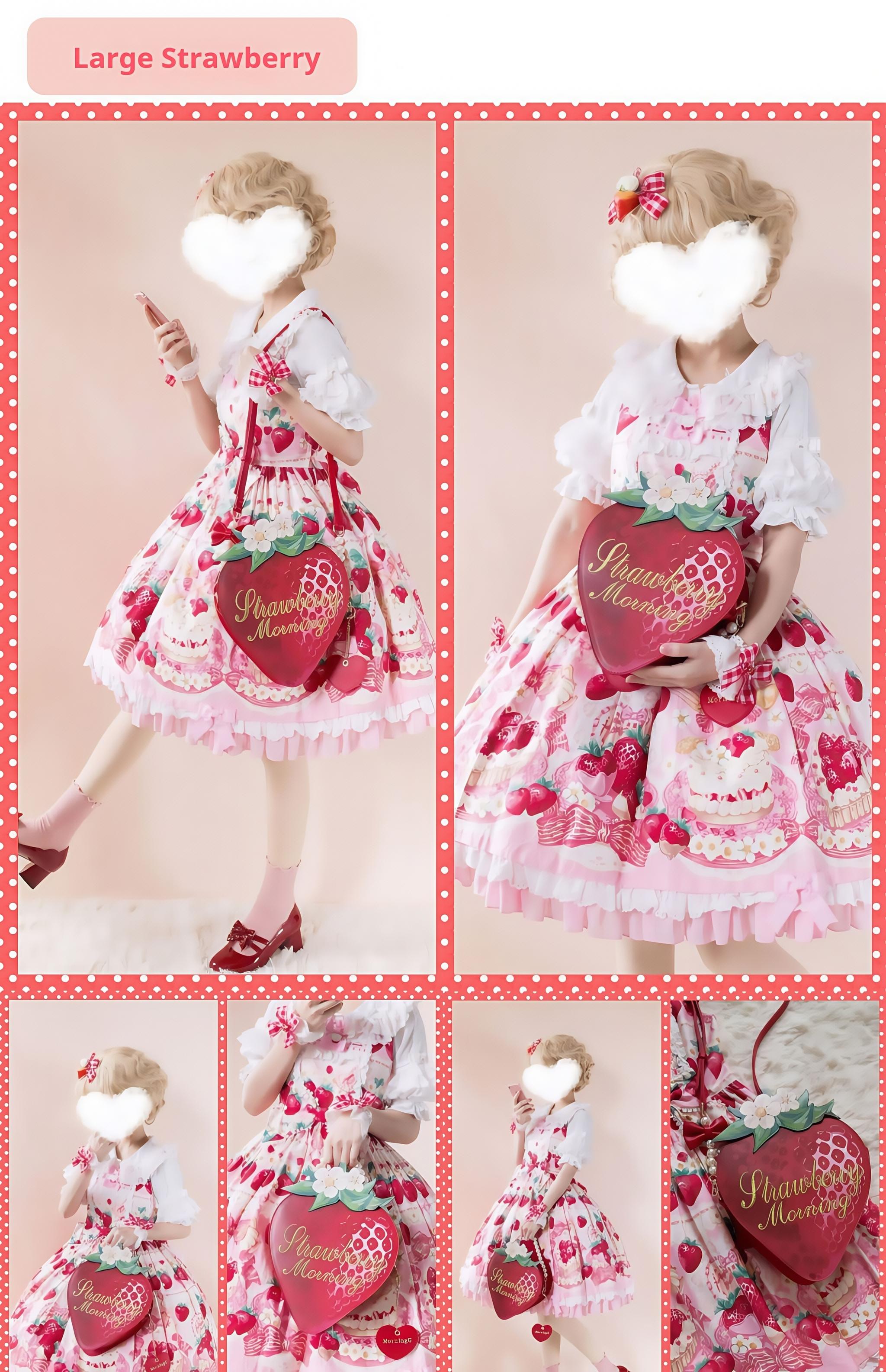 A Strawberry - Sweet Lolita Crossbody Bag Strawberry Printed Handbag - image 9