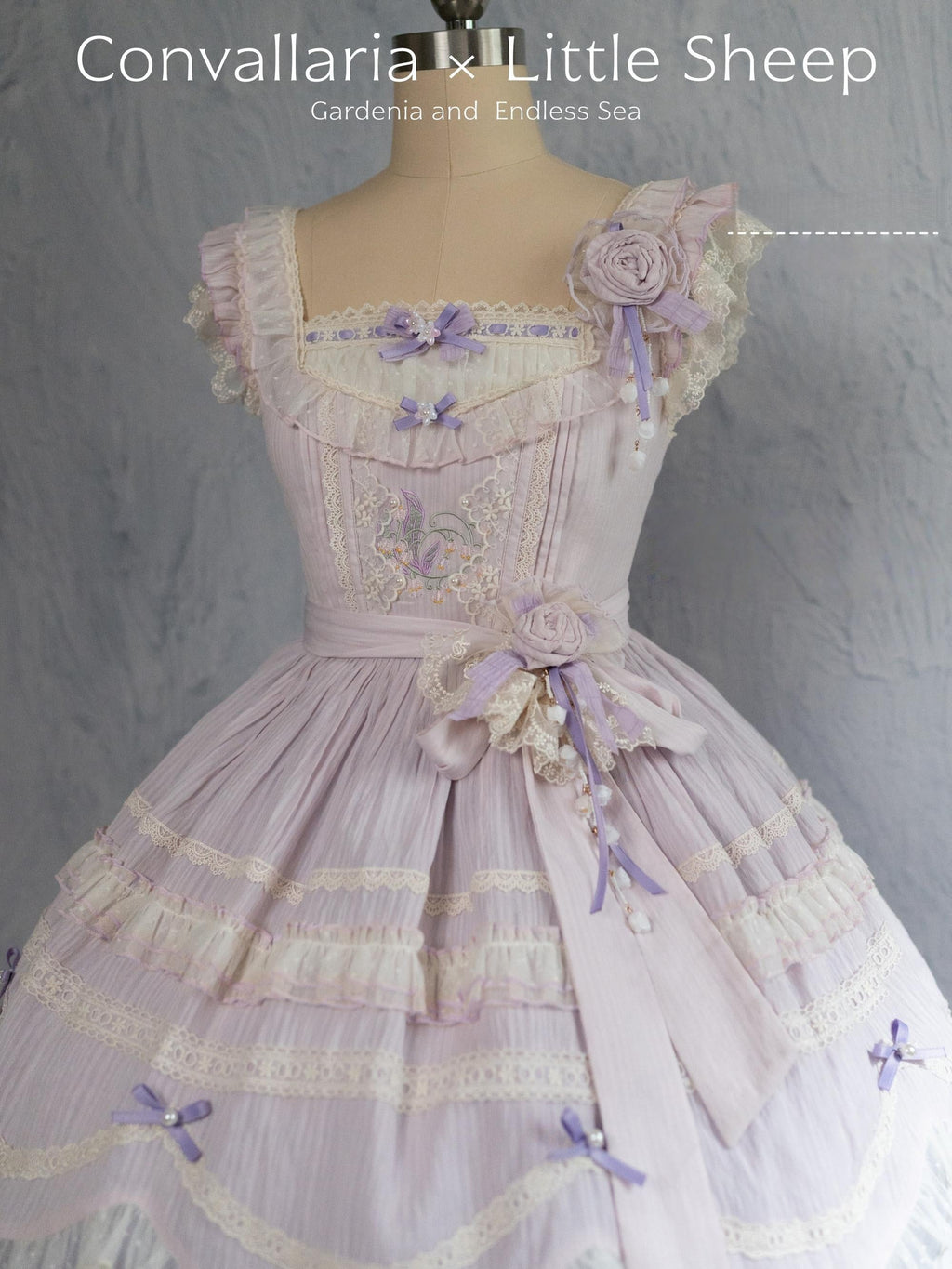 Lily of the Valley Lamb - Classic Lolita Tiered Hem JSK Dress with Embroidery - image 8