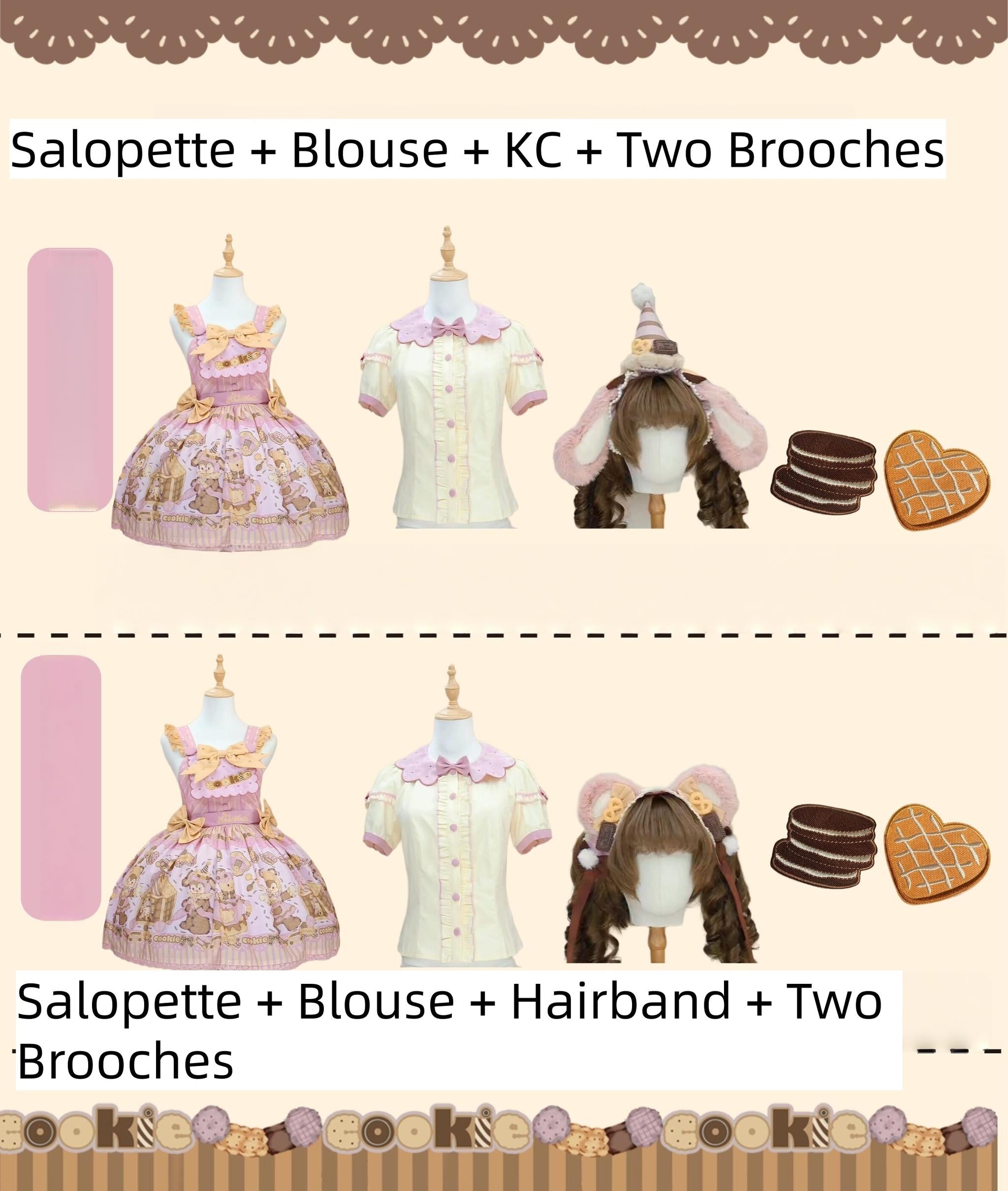 Bear Biscuit SP - Kawaii Lolita Bear Printed Dress Set with Bows - image 4