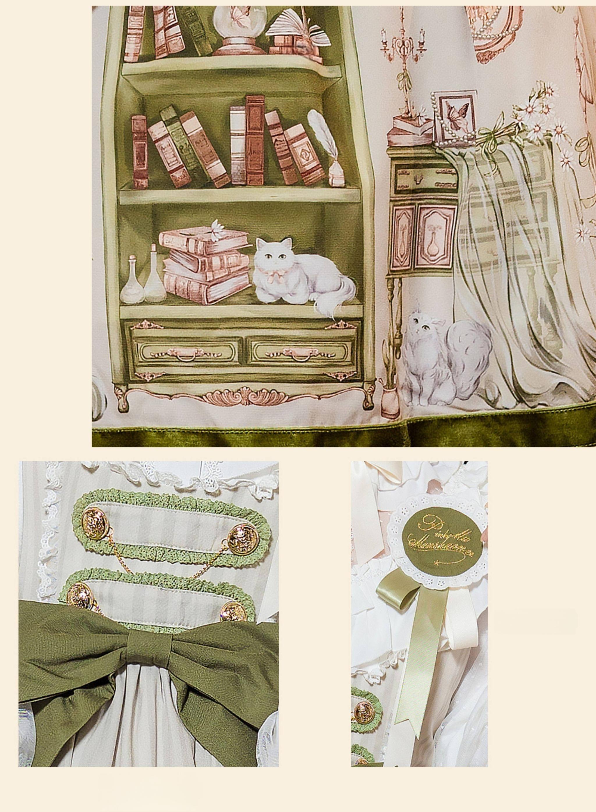 Aurora's Bookroom - Classic Lolita Bust-support JSK Dress with Bookstore Print - image 3