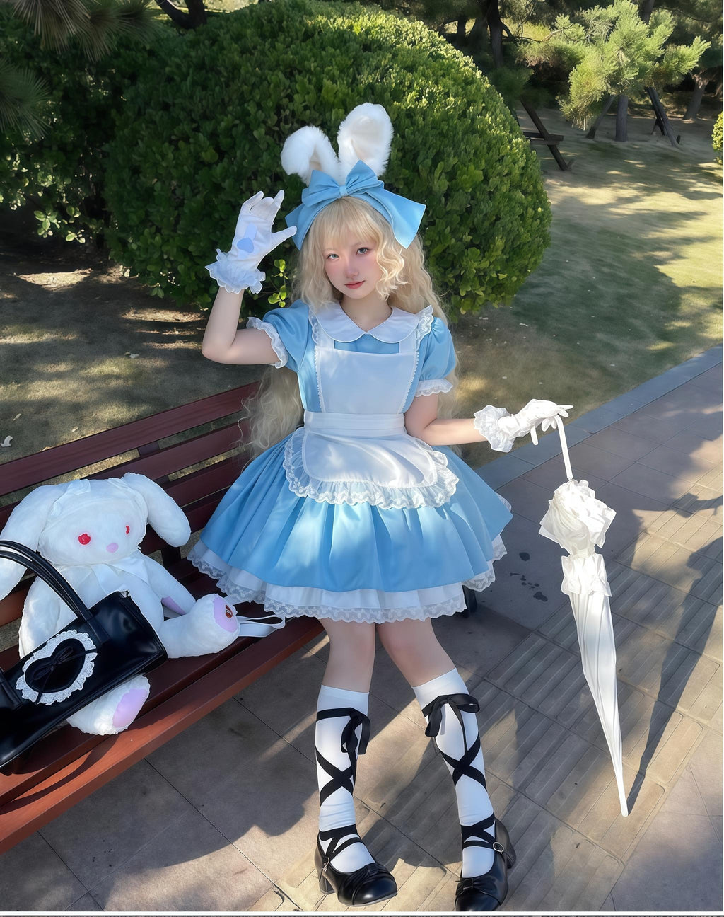Dream Doll - Plus Size Maid Lolita OP Suit Black and Blue Dress - image 2