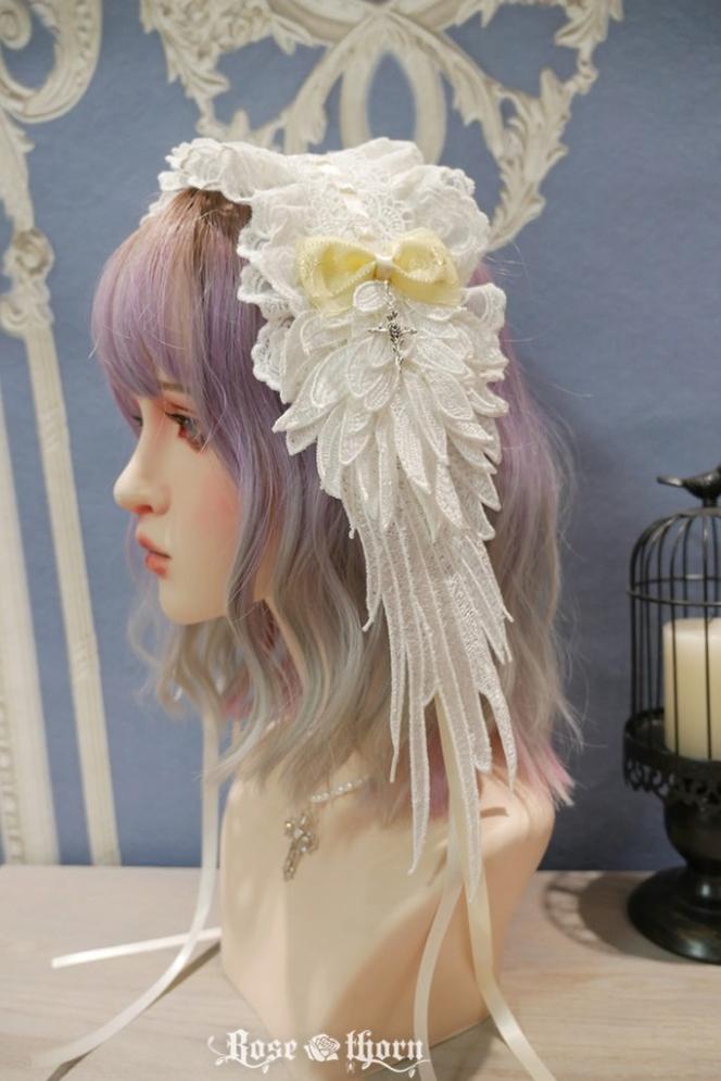 Rose Thorn Angel Wings Embroidered Elegant Lolita Headband - image 4