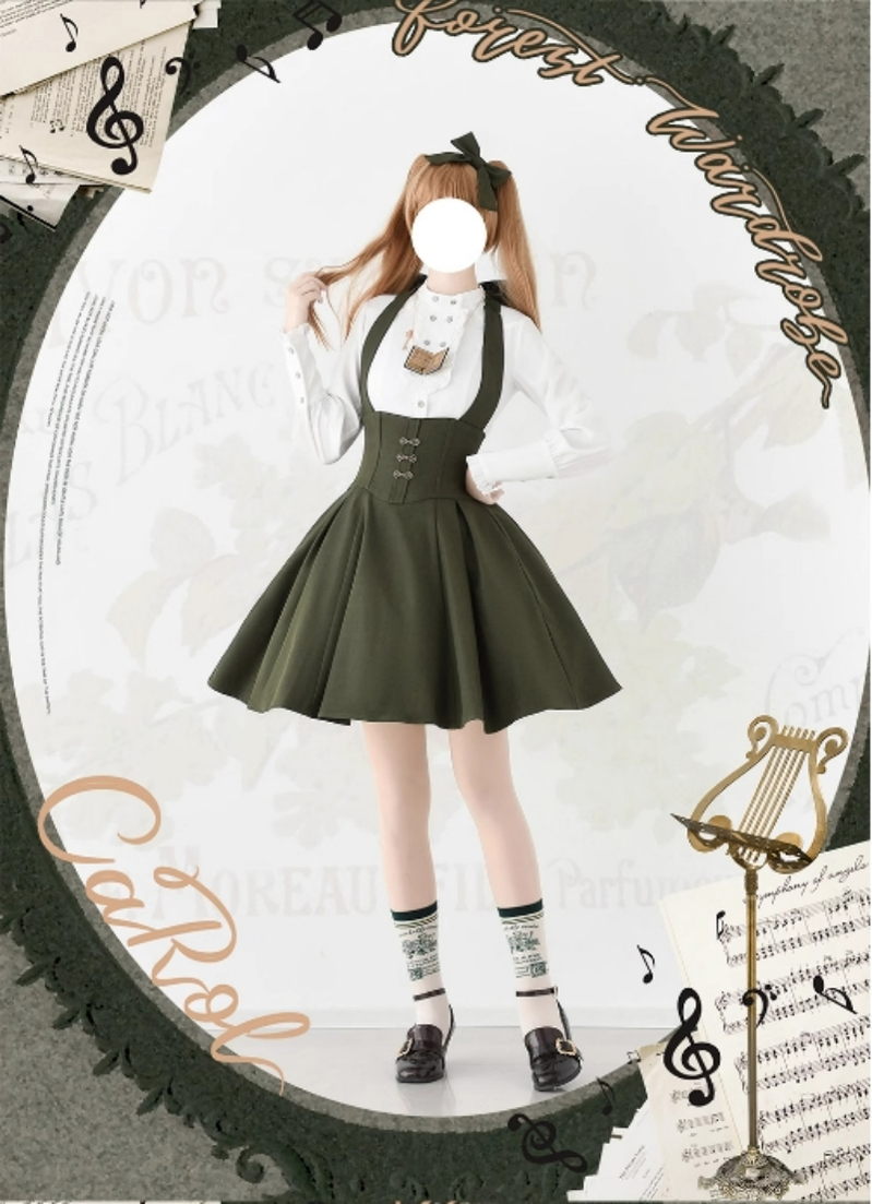 Vintage Lolita Fishbone Halter Skirt and Autumn Jacket - image 18