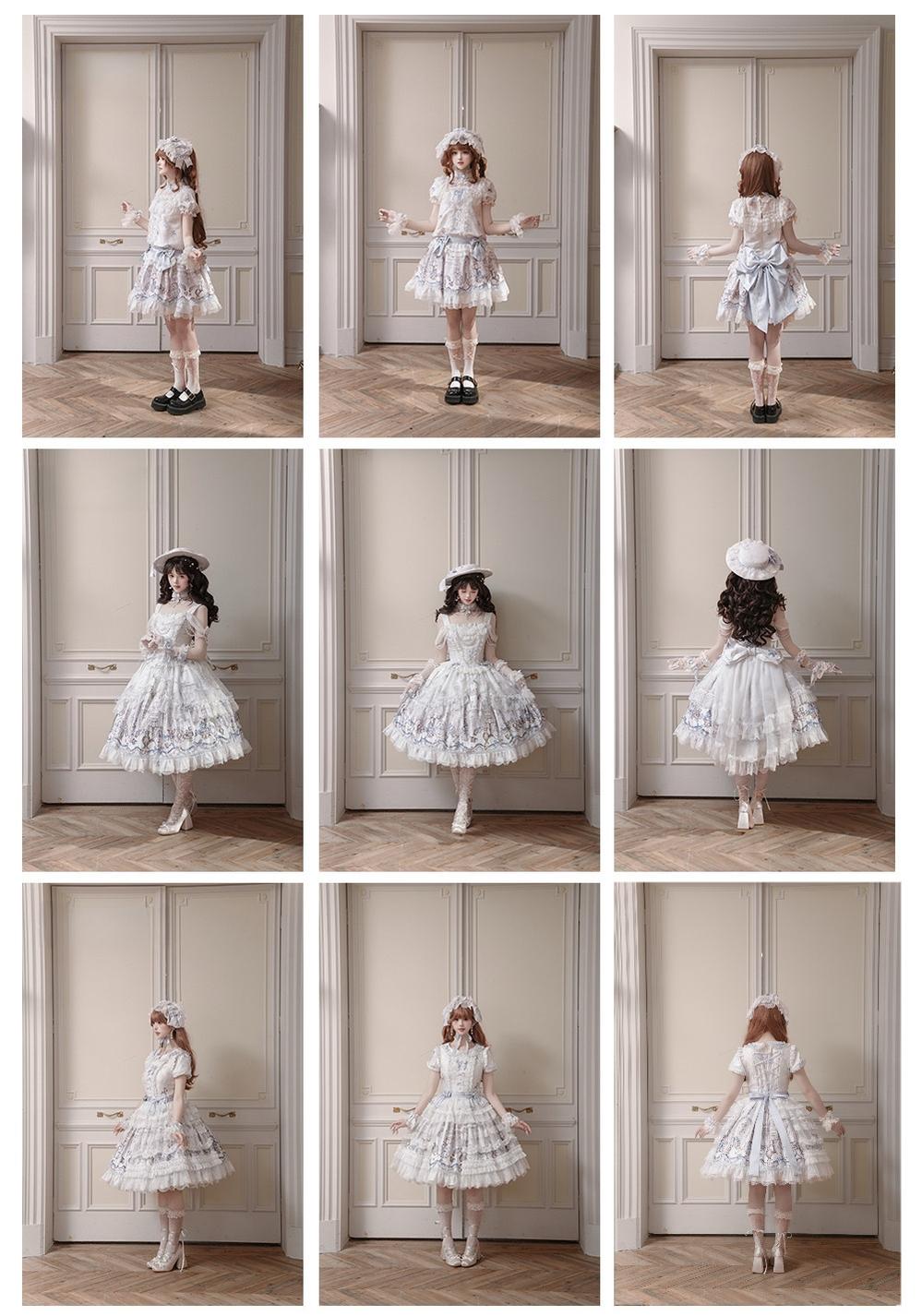 Finnish Antique Cabinet - Sweet Lolita Antique Cabinet Printed OP & JSK Dress with Bows - image 6