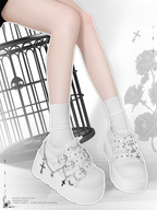 Dark Night Corridor - Punk Lolita Denim Low Platform Shoes - image 3