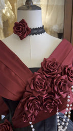 Rose 3D Floral Pearl Gothic Lolita Ball Gown OP Dress - image 19