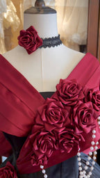 Rose 3D Floral Pearl Gothic Lolita Ball Gown OP Dress - image 11