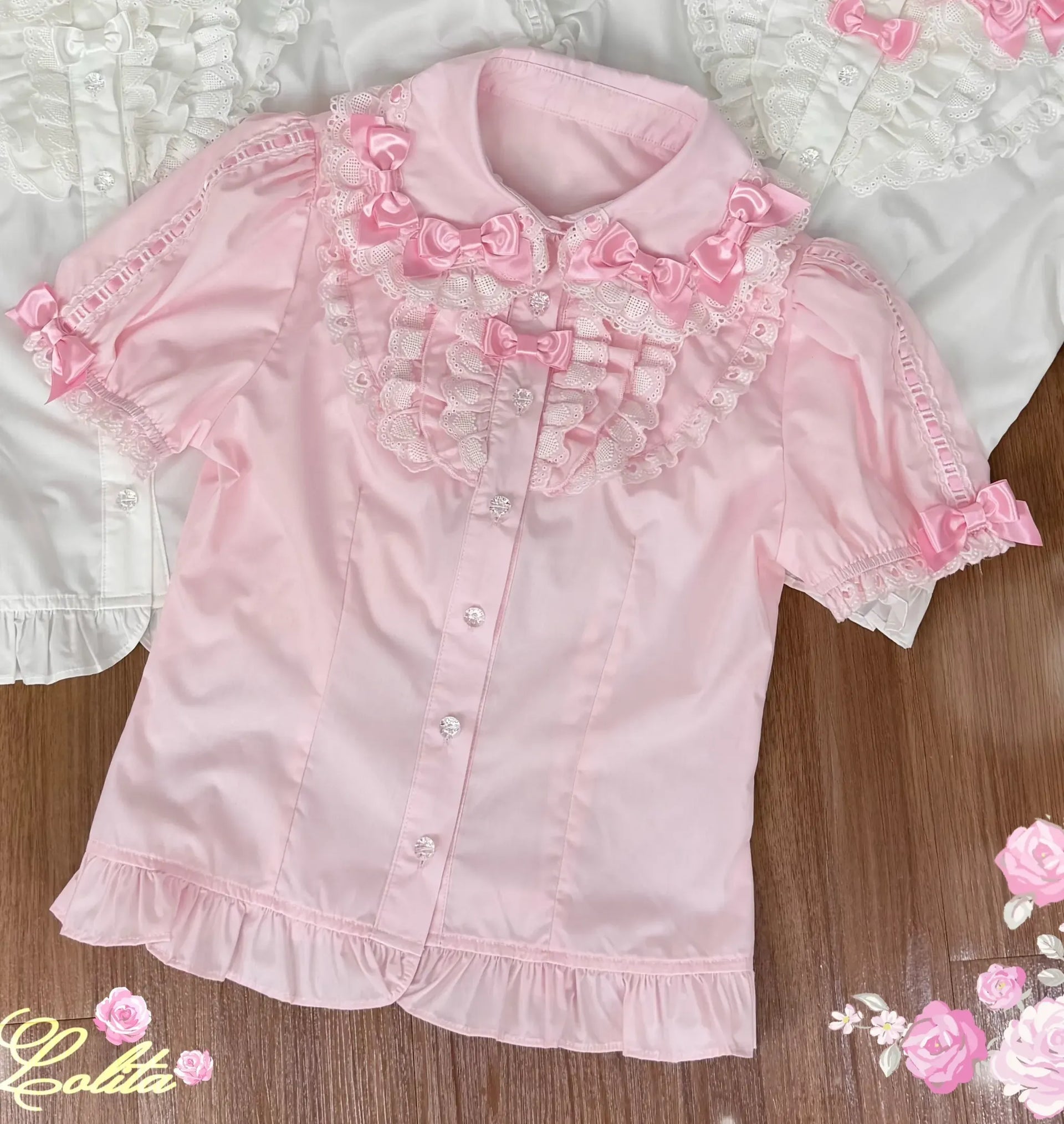 Short Sleeve Blouse Only - Pink (with pink bows) - Summer 2026 TaTaTa Lolita coordinate piece