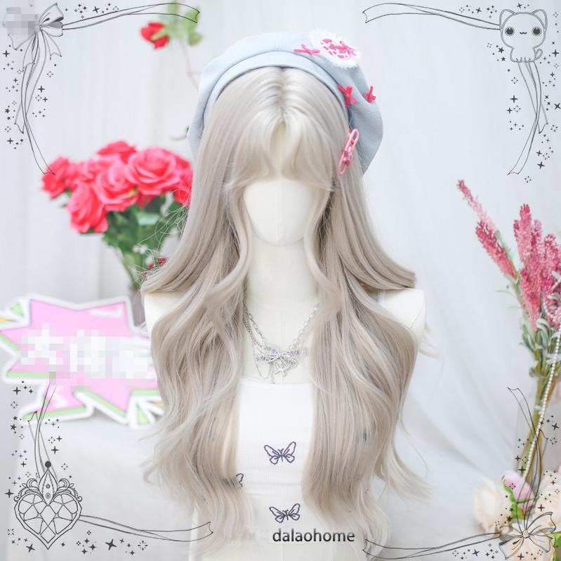 Moon Sinking - Elegant Lolita Long Curly Greige Wig - image 3