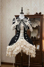 Silver Butterfly Amber - Black Gothic Lolita OP Full Set - image 1