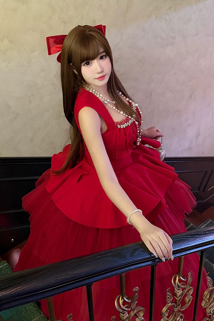 Romantic Rose - Square Collar Sleeveless Ruffled Classic Ballet Lolita Dress - image 11