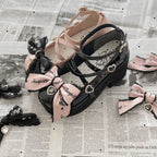 Black Pink Japanese Lolita Thick Heel Shoes - image 17