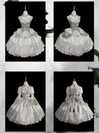 Candle Dragon Spirit - Fantasy White-Silver Lolita JSK Set - image 8