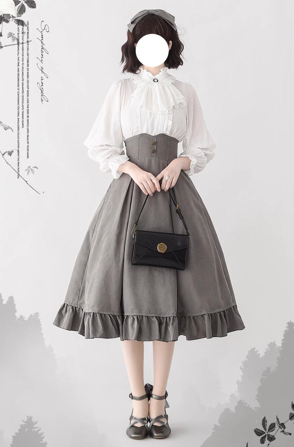 Misty Forest Elegant Vintage Lolita Fishbone Long Skirt and Vest - image 5